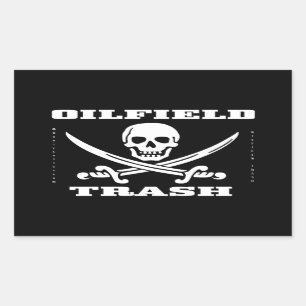 Sticker Rectangulaire Pétrole, Derrickman, Redneck, Huile, Crâne, Rig