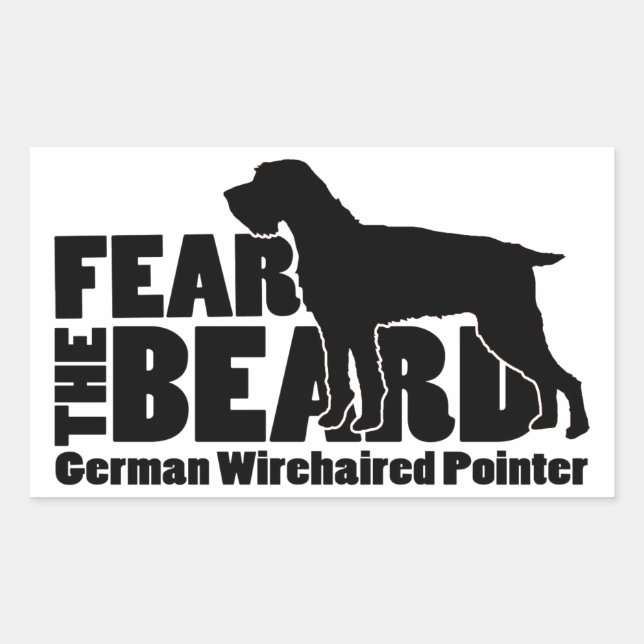 Sticker Rectangulaire Peur de la barbe - Allemand À poils durs Pointer G (Devant)
