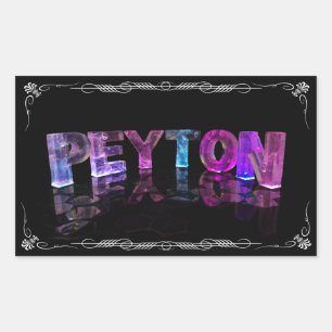 Sticker Rectangulaire Peyton - Le nom Peyton en lumières 3D (Photographi