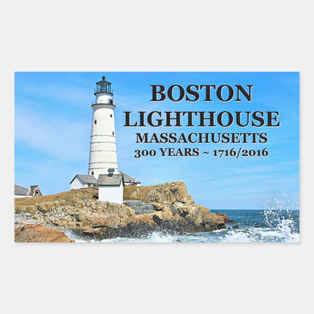 Sticker Rectangulaire Phare de Boston, Massachusetts (Devant)