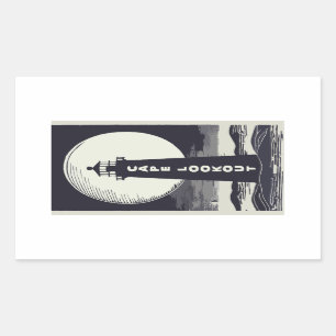 Sticker Rectangulaire Phare de Cape Lookout Lune de Caroline du Nord
