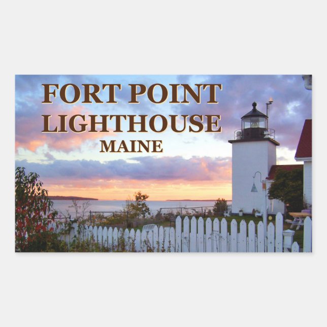 Sticker Rectangulaire Phare de Fort Point, Maine (Devant)