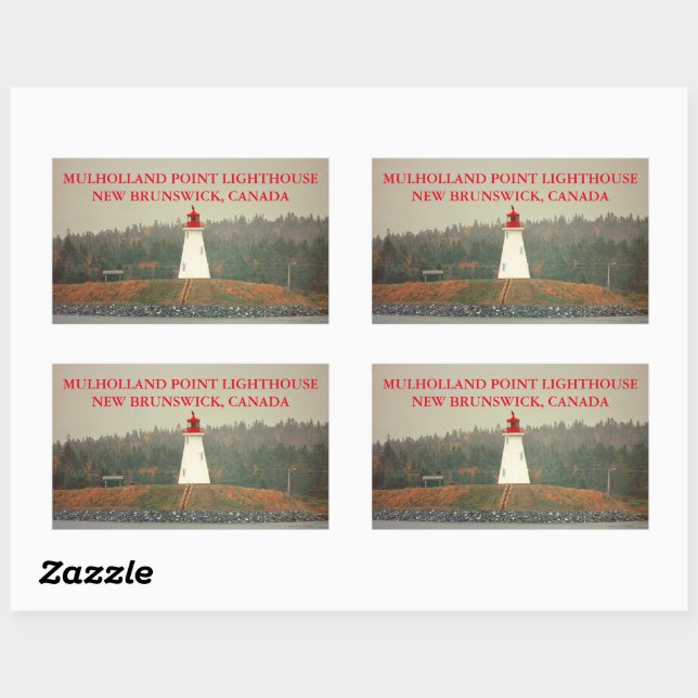 Sticker Rectangulaire Phare de Mulholland Point, Nouveau-Brunswick Stick (Feuille)