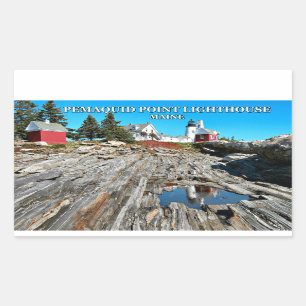 Sticker Rectangulaire Phare de point de Pemaquid, Maine