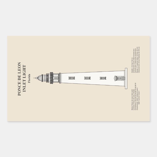 Sticker Rectangulaire Phare de Ponce de Leon Inlet - Floride - SBD (Devant)
