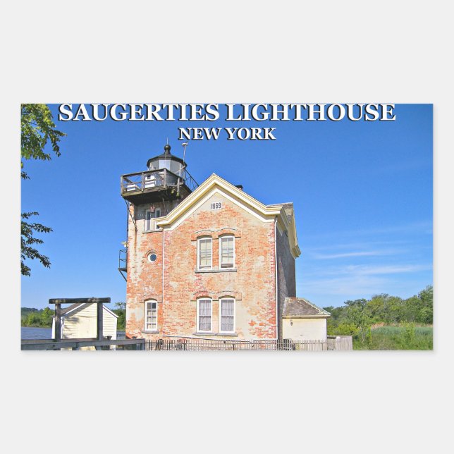 Sticker Rectangulaire Phare de Saugerties, Hudson River New York (Devant)
