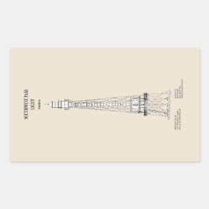 Sticker Rectangulaire Phare de Southwest Pass - Louisiana - SBD