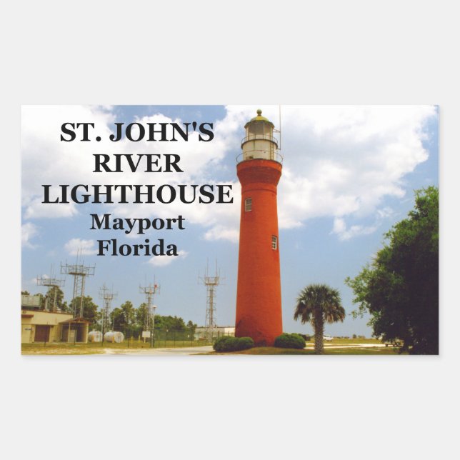 Sticker Rectangulaire Phare de St John's River, Mayport Floride (Devant)
