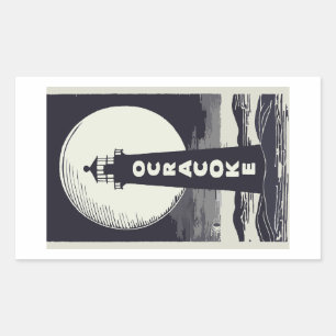 Sticker Rectangulaire Phare d'Ocracoke Lune de Caroline du Nord