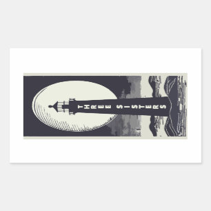 Sticker Rectangulaire Phare Trois Soeurs Massachusetts Lune
