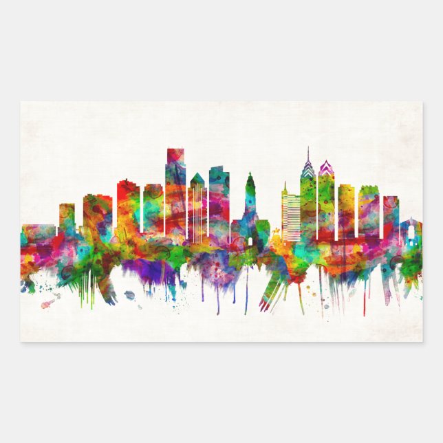 Sticker Rectangulaire Philadelphie Pennsylvanie Skyline (Devant)