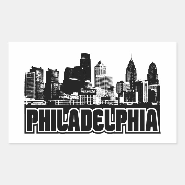 Sticker Rectangulaire Philadelphie Skyline (Devant)
