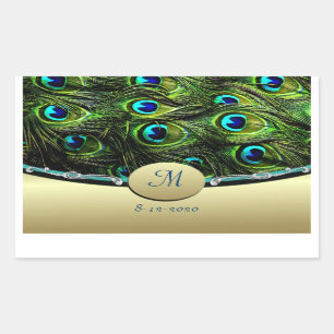 Sticker Rectangulaire Phoques d'enveloppe Mariage à thème Peacock