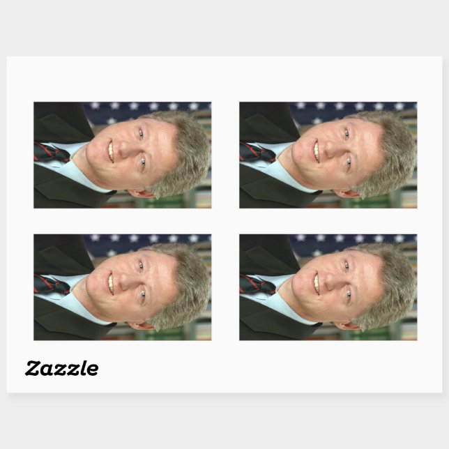 Sticker Rectangulaire Photo du président Bill Clinton à la Maison Blanch (Feuille)