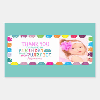 Sticker Rectangulaire Photo Girl Anniversaire Merci
