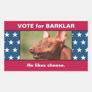 Sticker Rectangulaire Photo Pet Dog Sur Funny USA Flag Election Campaign