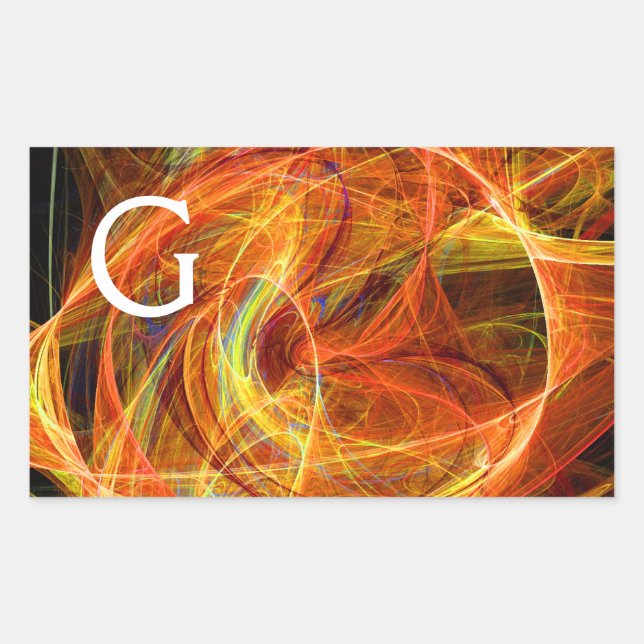 Sticker Rectangulaire PHOTON CRAZY Abstrait Jaune Orange Fractal Fils (Devant)