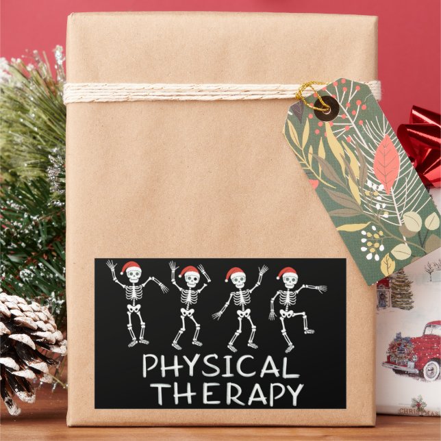 Sticker Rectangulaire Physical Therapist Skeleton Christmas DPT Student  (vacances)