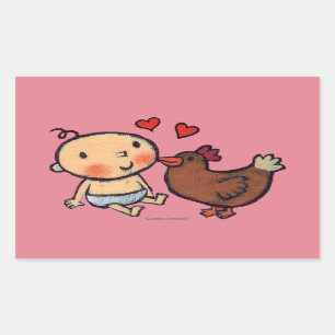 Sticker Rectangulaire Picotin Brown mignon de poulet sur la joue pour le