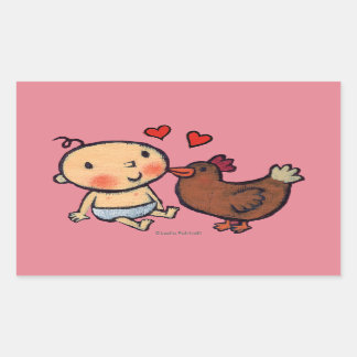 Sticker Rectangulaire Picotin Brown mignon de poulet sur la joue pour le