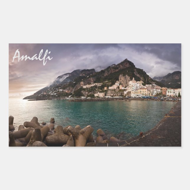 Sticker Rectangulaire Picturesque Amalfi Coast Italy Seaside Town (Devant)