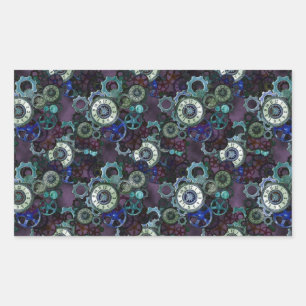 Sticker Rectangulaire pièces de montre steampunk - imprimé violet par Le