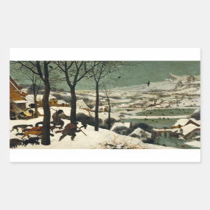 Sticker Rectangulaire Pieter Bruegel l'Ancien - Chasseurs dans la neige
