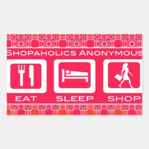 Sticker Rectangulaire Pink Funny Shopaholic Eat Sleep Shop Award
