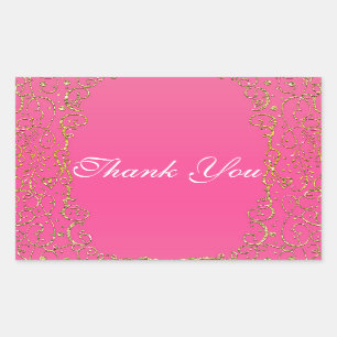 Sticker Rectangulaire Pink & Gold Royal Castle Fairy Tale Princess Favor