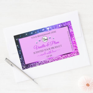 Sticker Rectangulaire Pink Purple Blue Ombre Parties scintillant Logo Ét