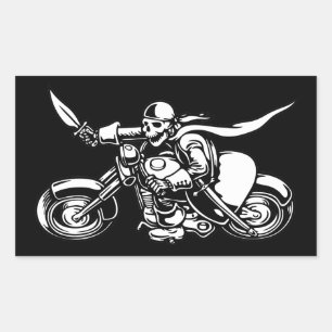 Sticker Rectangulaire Pirate de route -bw