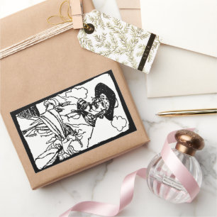 Sticker Rectangulaire Pirates Vintage Croquis d'un capitaine par Howard 