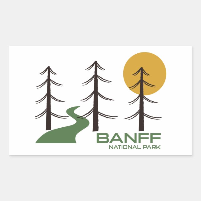 Sticker Rectangulaire Piste du parc national Banff (Devant)