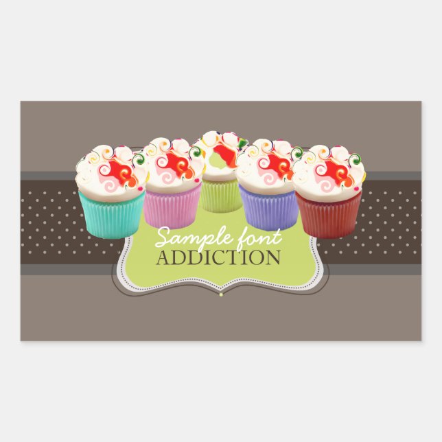Sticker Rectangulaire PixDezines do-it-yourself couleurs, cupcake de la  (Devant)
