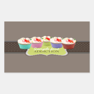 Sticker Rectangulaire PixDezines do-it-yourself couleurs, cupcake de la 