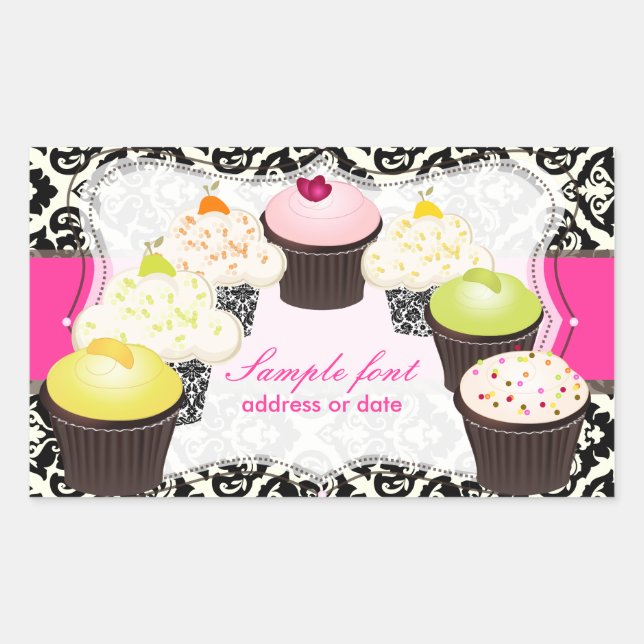 Sticker Rectangulaire PixDezines do-it-yourself couleurs, cupcake+olivia (Devant)