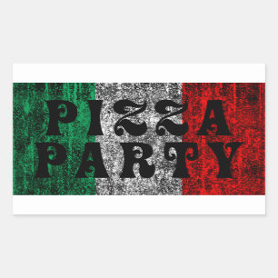 Sticker Rectangulaire pizza party (drapeau italien)