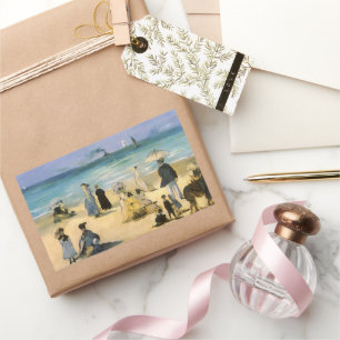 Sticker Rectangulaire Plage de Boulogne par Edouard Manet, Art ancien
