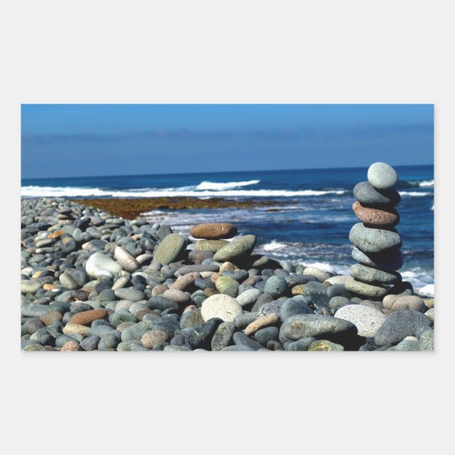 Sticker Rectangulaire Plage de galets (Devant)