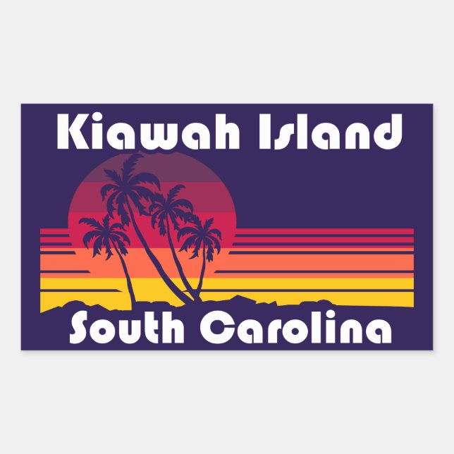 Sticker Rectangulaire Plage de l'île de Kiawah Caroline du Sud (Devant)
