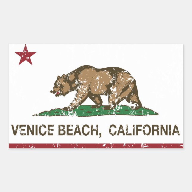 Sticker Rectangulaire Plage de Venise de drapeau de République de la (Devant)