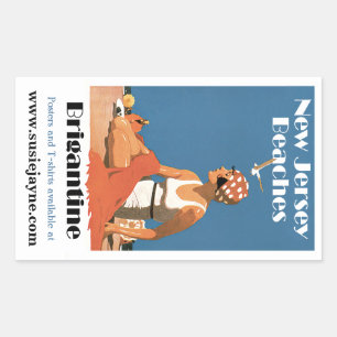 Sticker Rectangulaire Plages du New Jersey ~ Brigantine