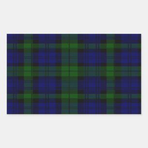 Sticker Rectangulaire Plaid noir de vert bleu de tartan de clan de