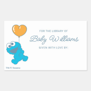 Sticker Rectangulaire Plaque de Baby shower de Cookie Monster