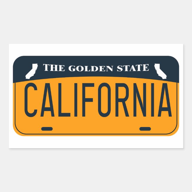 Sticker Rectangulaire Plaque De Licence De Californie, L'État D'Or (Devant)
