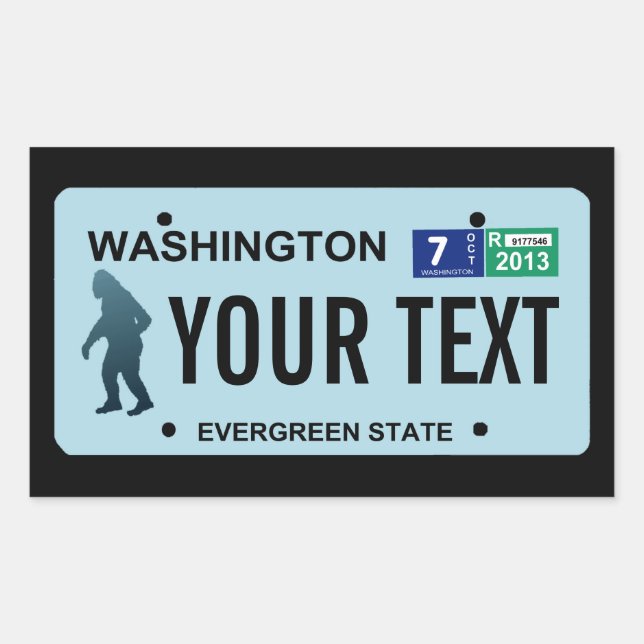 Sticker Rectangulaire Plaque de licence Washington Sasquatch (Devant)