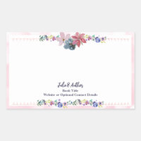 Plaque de livre signée par l'auteur rose floral pe