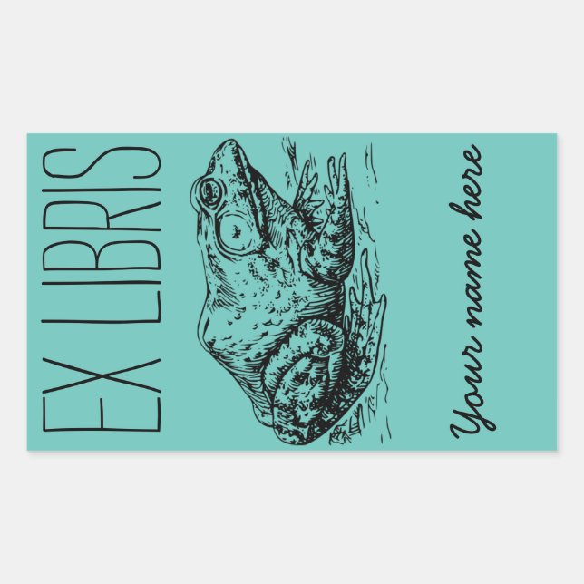 Sticker Rectangulaire Plaque d'enregistrement Frog Ex Libris (Devant)