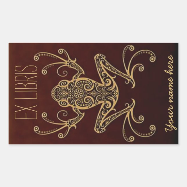 Sticker Rectangulaire Plaque d'enregistrement Tribal Frog Ex Libris (Devant)