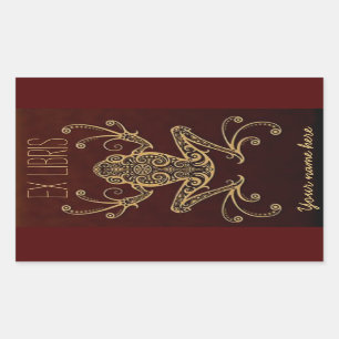 Sticker Rectangulaire Plaque d'enregistrement Tribal Frog Ex Libris